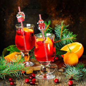 Christmas Disposable Paper Straws Props for Party
