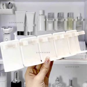 OHHDEER 5-grid Wall-mounted Cosmetic Storage Rack Bathroom Plastic Shelf Cuttable Organizer Shelf