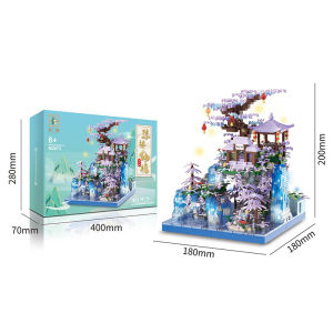 Nano Block Balok Susun Danau Bunga Persik Bricks Peach Blossom Pond LED  Mainan Anak Perempuan
