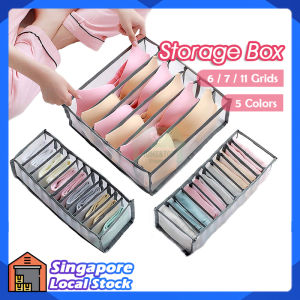 Underwear Storage Box 6/7/11Slots Mesh Foldable Bra Organizer Grids Socks Organizer Drawer Panties Home Storage Cabinet Save Space Organizer