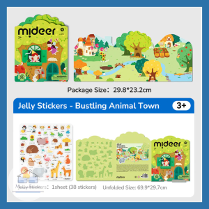 (The Busy Animal Town) Mideer Reusable Jelly Sticker Cute Early Fun Learning Education Children Kid Infant