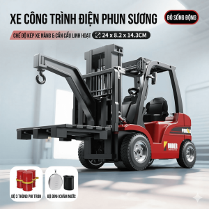 Đồ chơi xe nâng công trình đa năng phiên bản hợp kim phun sương tự động nâng hạ có nhạc và đèn
