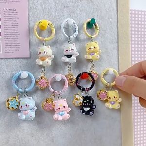 【Local Seller】Lucky Waving Cat Keychain Japanese Style Charm Pendant Gift Cute Cat Bellcartoon Keychain For Backpack