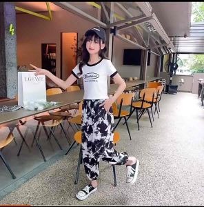 Setelan Kaos Mini Celana Jogger Anak Perempuan Trend Import