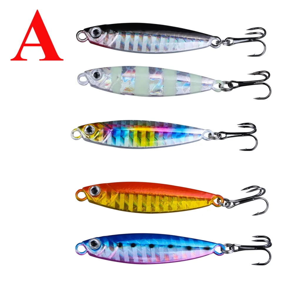 Sougayilang 5Pcs Jigs Fishing Lures Sinking Metal Spoons Micro