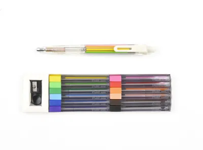 [สีพิเศษ] Pentel Multi 8 รุ่น PH804 ดินสอสี 8 สีในด้ามเดียว (ด้ามขาว) พร้อมตลับไส้รีฟิลและกบเหลาไส้ อุปกรณ์จดบันทึก วาดภาพ นำเข้าจากญี่ปุ่น