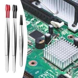 3Pcs Rubber Tip Tweezers Set with Silicone Coated Flat Bent Pointed Tweezers for Crafts Eyelashes Applicators