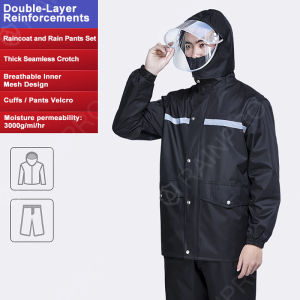 RAINPRO SG Motorcycle Raincoat Suit – Full-Body Split Design Reflective Storm-Resistant Rain Gear for Adults