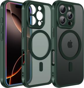 Magnetic for iPhone 16 Pro max CaseCompatible With MagsafeCamera ProtectionNever Yellowing Translucent Frosted Hard Back Shockproof Protective Case for iPhone 16e16 Plus15 Pro14 Pro Max13 Pro1211