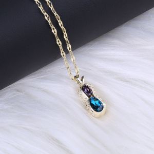 Kalung Titanium Anti Karat Wanita Ori Kacang Permata Lapis Emas Asli / Kalung Titanium Cewek Model Baru / Kalung Titanium Korea Fashion Style