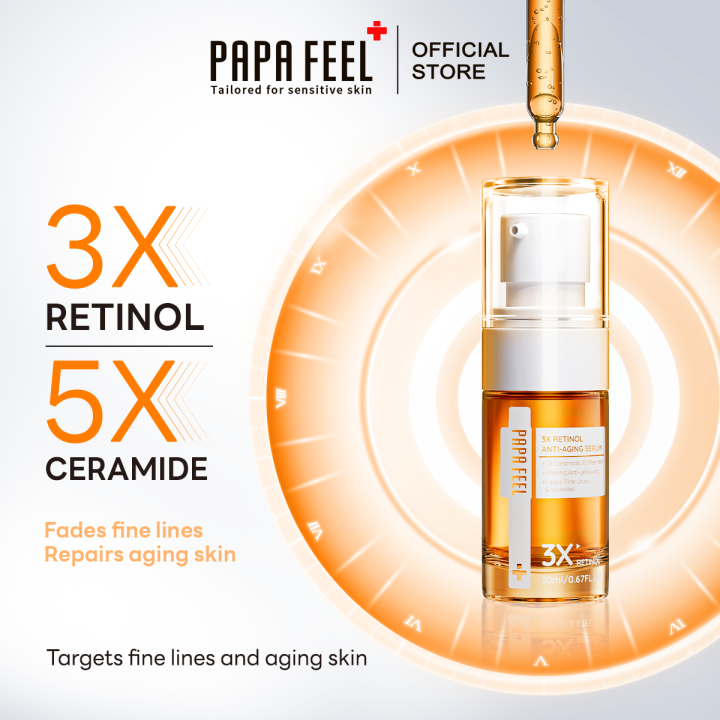 PAPA FEEL 3X Retinol Anti Aging Serum 20ml | Firming Wrinkle | Melasma Remover | Hydrates | Face Essence | Ceramide | Vitamin E