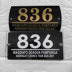House Plate Number 10x5 inch inch (landscape)black/white