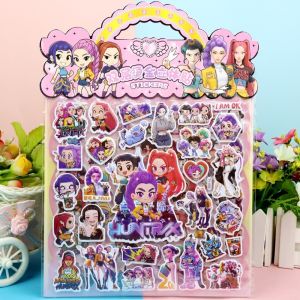 RISEDOT Kawaii Kpop Demon Hunters Sticker Double-Layer Stamping Cut Sticker Kpop 3D Anime Sticker Office Stationery