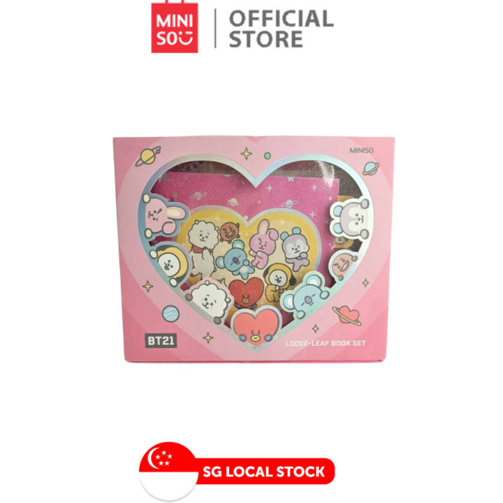 MINISO BT-21 Collection Pink Stationery Set (Wire-bound Book, Gel
