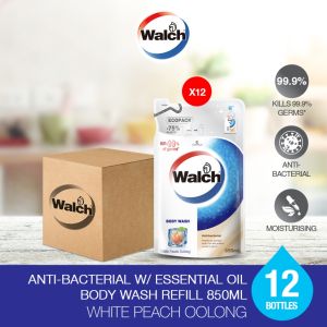 [Carton Deal] WALCH Anti-bacterial Body Wash White Peach Oolong Refill 850ml