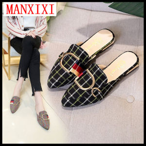 MANXIXI Fashion Mules Beautiful Plaid Pattern Sandals For Women (35-40 Size)