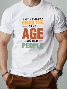 Men t-shirt 100% Cotton English Letter Print Round Neck Breathable Streetwear Oversized Tee Casual Fashion High quality Clothing