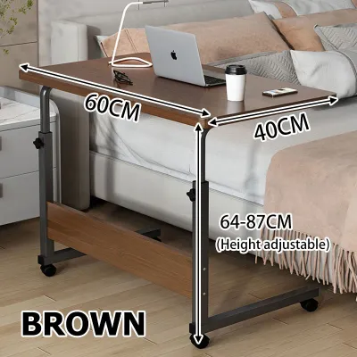 Adjustable Height Lifting Table with Wheel Bedside Laptop Table Portable Movable Computer Table Sofa Side Table
