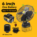 KEELAT 6/10 inch Portable Fan High Power Outdoor Desktop Cooling Fans Adjustable Cordless Fan Outdoor Camping Fan Tent Fan Rechargeable Desk Fan Rechargeable Battery Fan Cordless Fan KLF001. 