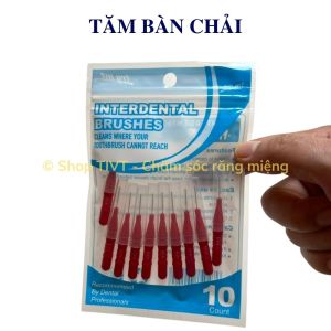 Bàn chải làm sạch kẽ răng niềng (gói 10 cái) tăm Inox vệ sinh khe răng tăm lông rất cần thiết cho người đang niềng răng chỉnh nha-TIVT