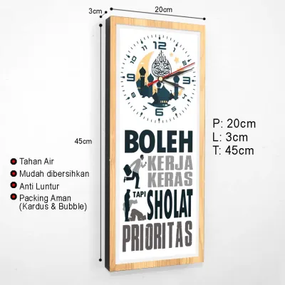 Jam Dinding Solatlah Nak Kerja keras Hiasan Dinding Motivasi Islami Kotak