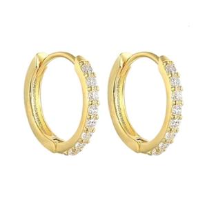 ห่วงกลมหุ้มเพชรสังเคราะห์หรูหราแบบห่วงโลหะผสมสวมใส่สบายเครื่องประดับต่างหูสำหรับใส่ในชีวิตประจำวัน