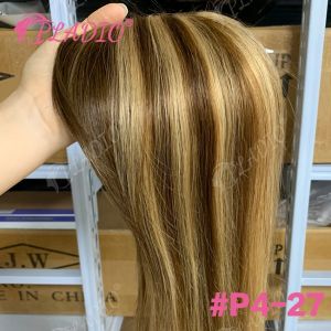 Hair Topper 10" 12" 14" Piece with Bangs Remy Human Hair Invisible Base Add Volume Covers Gray & Hides Part Line2026