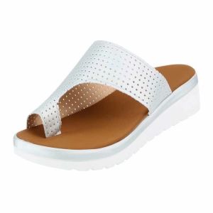 [Free Shipping] WomenS Summer New Hollow Out Perforated Toe-Loop Wedge Heel Sandals Plus Size WomenS Shoes
