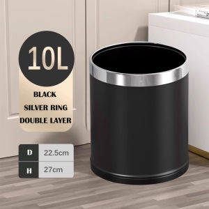 10L/14L Kitchen trash can without lidMetal double layer garbage can for bathroom，living room，kitchen，hotel，restaurant