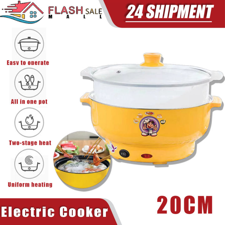 2L Multifunctional electric cooker,2in1 Cook Pot with Steamer Layer