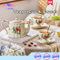 {SG} Vintage Porcelain Ceramic Teapot Set Hari Raya English Tea Set/European Tea Set of Tea Pot Tea Cup and Saucer Tea Cup Set New Year Gift. 