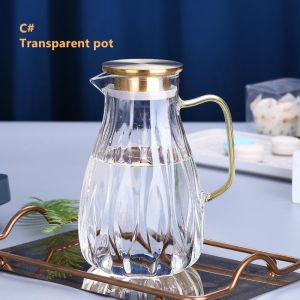 [NNSA]2L Colorful Cold Kettle Amber Glass Water Jug  Heat Resistant Glass TeaPot Water Caraf Lemonade Glass Pitcher 2J5K3
