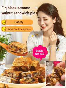 New Snack Fig Black Sesame Walnut Pie Original Crispy Xinjiang Snacks Ready to Eat Large Flesh Thick 新品无花果黑芝麻核桃派