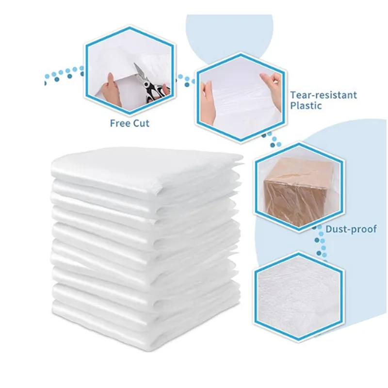 6-Pack Plastic Drop Cloth – 9 X 12 Ft, 0.4mil Clear Waterproof Sheeting – For Painting, Floor Protection, Furniture Cover, Renovation, Dustproof