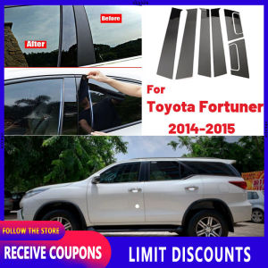 High quality Product details of 8 Pcs Glossy Black Car Door Window Center BC Pillar Post Stickers Trim External Decoration Films Auto Accessories For Toyota Fortuner 2014  2015