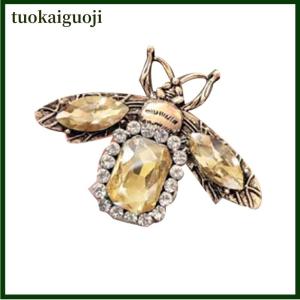 tuokaiguoji เข็มกลัดพลอยเทียมรูปผึ้งวินเทจสำหรับผู้หญิงเข็มกลัดติดคริสตัลรูปแมลงแบบย้อนยุคเครื่องประดับชุดเดรสสำหรับผู้หญิง