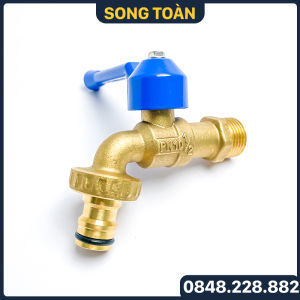 Vòi Đồng Dismy Vòi Hồ Tay Gạt Đầu Nối Nhanh 16mm Đồng Thau Chân Ren 1/2 (21) 27 (3/4)