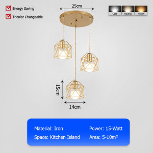 LANTU Simple Black Gold LED Pendant Light 3 Color Hanging Lamp for Hotel Restaurant Dining Room Kitchen Island Study Room