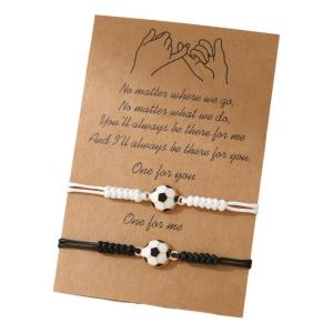 Adjustable Braided Soccer Bracelets for Couples Best Friend Relationship Gifts for Him Her Football Lovers