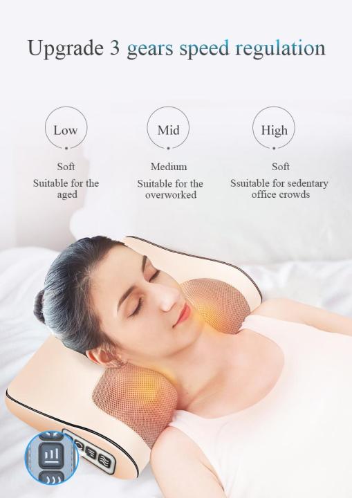 Jinkairui Neck Massager Pillow Shiatsu Kneading Therapy Massage Machine 16 Rollers For Shoulder 4430