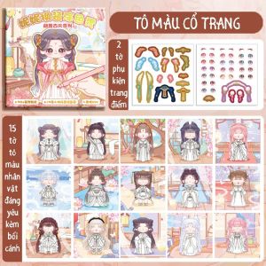 Quà Tặng Cho bé - Đồ chơi bóc dán thay trang phục búp bêBộ sticker bóc dán phụ kiện tô màu công chúa.