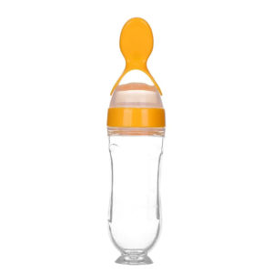Baby Silicone Squeezing Feeding Spoon Infant Rice Cereal Training Scoop Bottle accessories 90ml