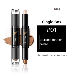 【Genuine】Zeesea Highlighter Shading Contouring Stick Concealer Brightening Face-lifting Pen 2 In 1 Makeup Contour Rod Three-dimensional Nose Shadow Become Small Face Big Eyes