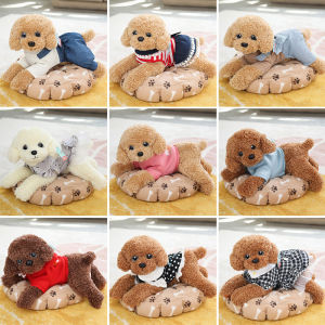 JOJO CASTLE 35/55cmSimulated Teddy Dog Plush Toy Real Life Puppy Dog Dressed as Realistic Teddy Dog Brown White Grey Boy Girl Like Hugging Doll