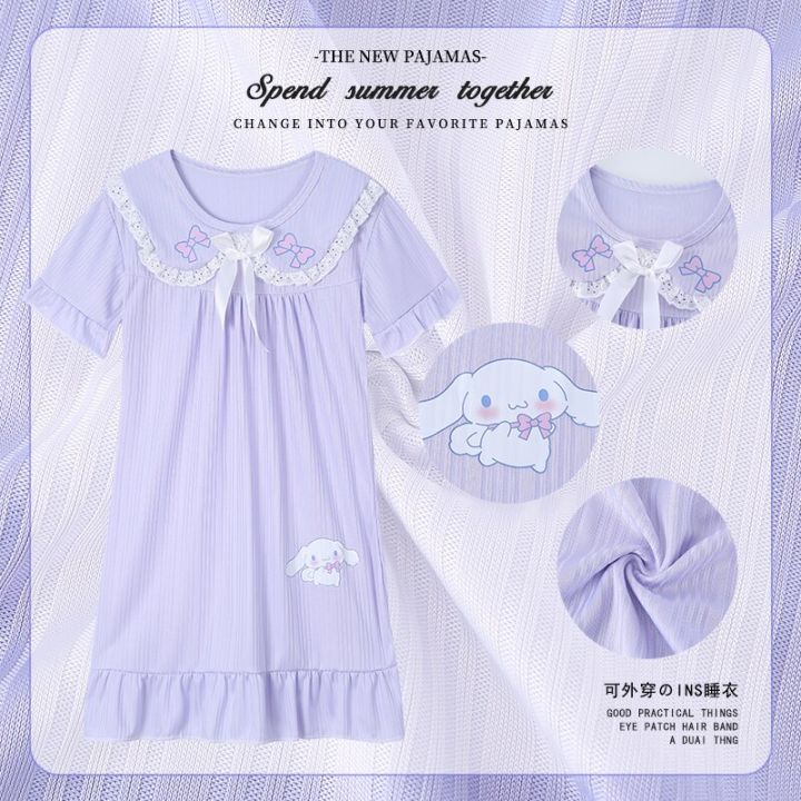 Kawaii Sanrio Anime Kuromi Nightgowns Cinnamoroll My Melody Hello Kitty