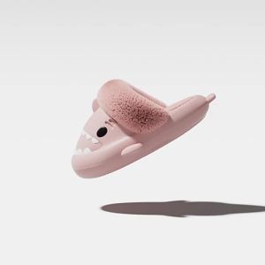 Detachable thick-soled cotton slippers EVA Womens and Mens Autumn and Winter Waterproof Non-Slip Warm Shark Fur Cotton Slippers for Parent-Child and Baby Use
