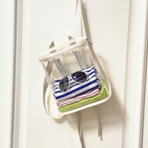 PENTU ความจุขนาดใหญ่ กระเป๋าเป้เด็กใส ที่จัดระเบียบ PVC มองเห็นได้ กระเป๋าเก็บของว่ายน้ำ กระเป๋าเป้ แบบอินสตาแกรม กระเป๋าเป้กันน้ำชายหาด สำหรับกีฬากลางแจ้ง