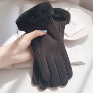 Hot Sale Women Winter Thick Plush Gloves Fashion Warm Suede Outdoor Lady Touchscreen Driving Gloves