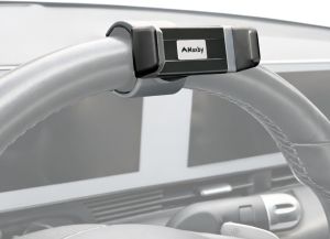 Maxby Steering Wheel Phone Holder Mount for Parked Use Universal Clamp Fits Most Phones 360 ° Rotating Adjustable Bracket Quick Attach Detach Hands-Free Viewing for Waiting and Meals in the Car