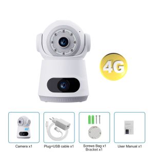 V380กล้อง4G ซิมในร่มกล้อง PTZ 4K 8MP HD สองหน้าจอติดตามมนุษย์ระบบรักษาความปลอดภัยอัจฉริยะสำหรับบ้านกล้องดูเด็กดิจิตัล CCTV